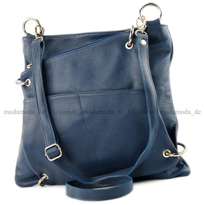modamoda de - T140 - ital Messengertasche Umhängetasche 2in1 Leder
