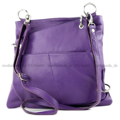 modamoda de - T140 - ital Messengertasche Umhängetasche 2in1 Leder
