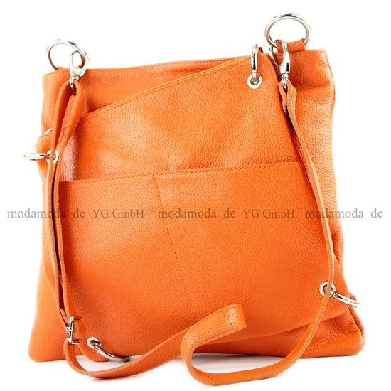 modamoda de - T140 - ital Messengertasche Umhängetasche 2in1 Leder
