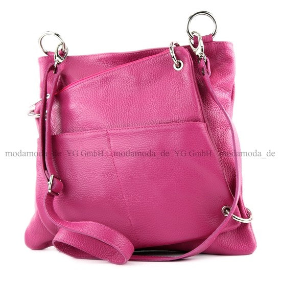 modamoda de - T140 - ital Messengertasche Umhängetasche 2in1 Leder