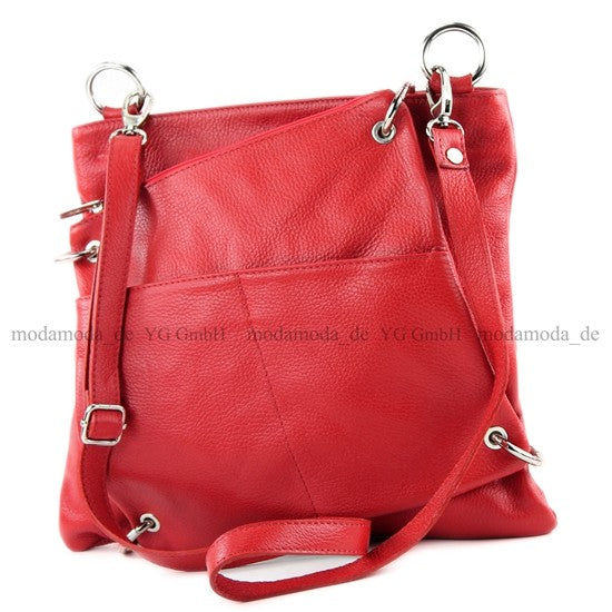 modamoda de - T140 - ital Messengertasche Umhängetasche 2in1 Leder