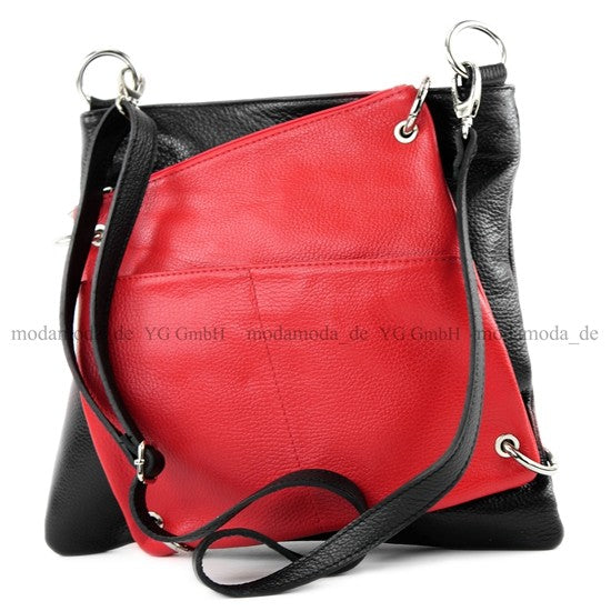 modamoda de - T140 - ital Messengertasche Umhängetasche 2in1 Leder