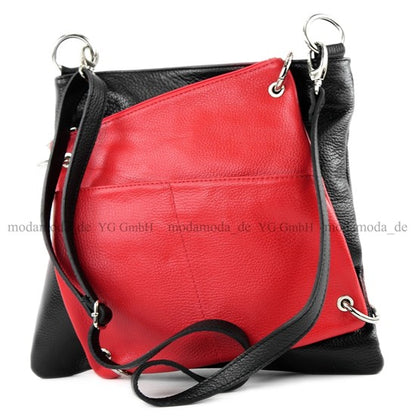 modamoda de - T140 - ital Messengertasche Umhängetasche 2in1 Leder
