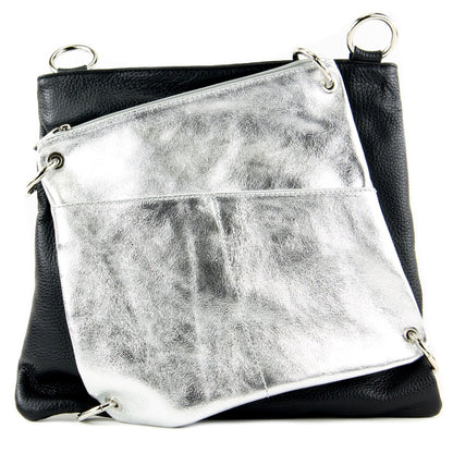 modamoda de - T140 - ital Messengertasche Umhängetasche 2in1 Leder