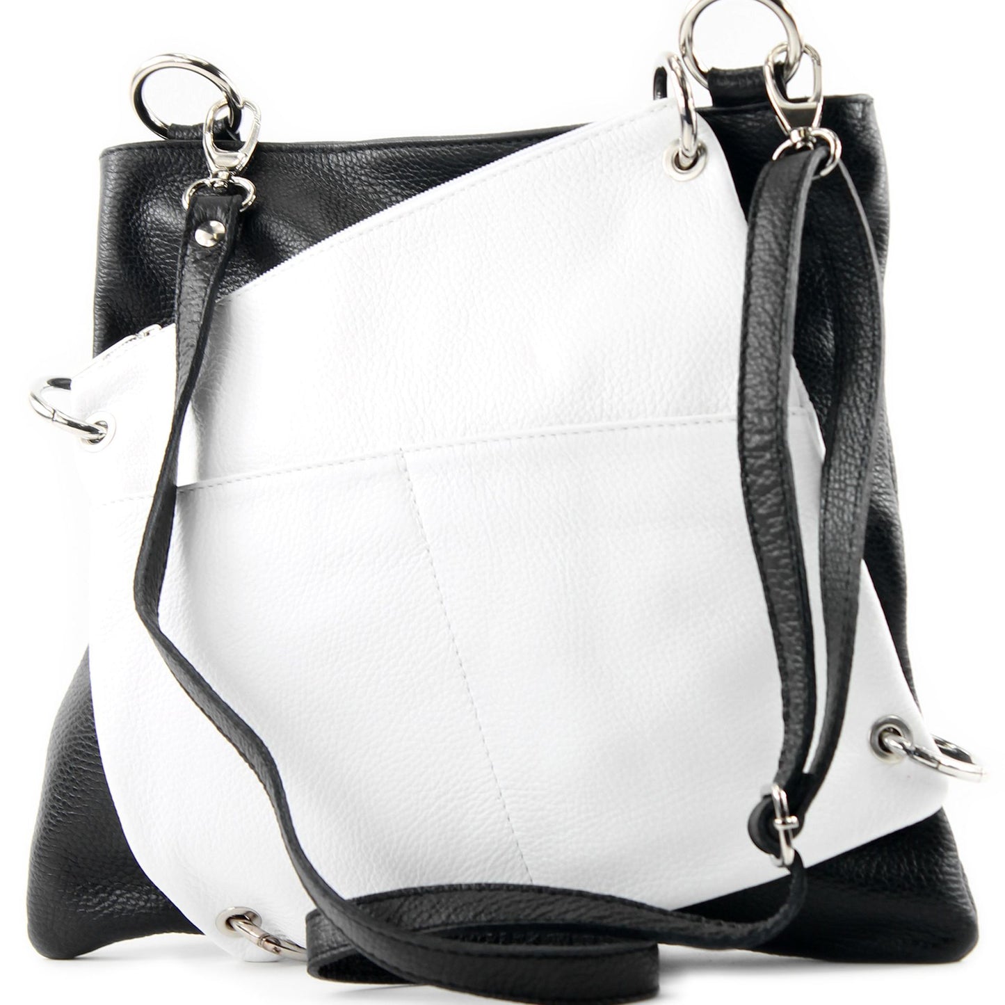 modamoda de - T140 - ital Messengertasche Umhängetasche 2in1 Leder