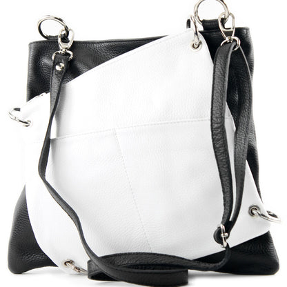 modamoda de - T140 - ital Messengertasche Umhängetasche 2in1 Leder