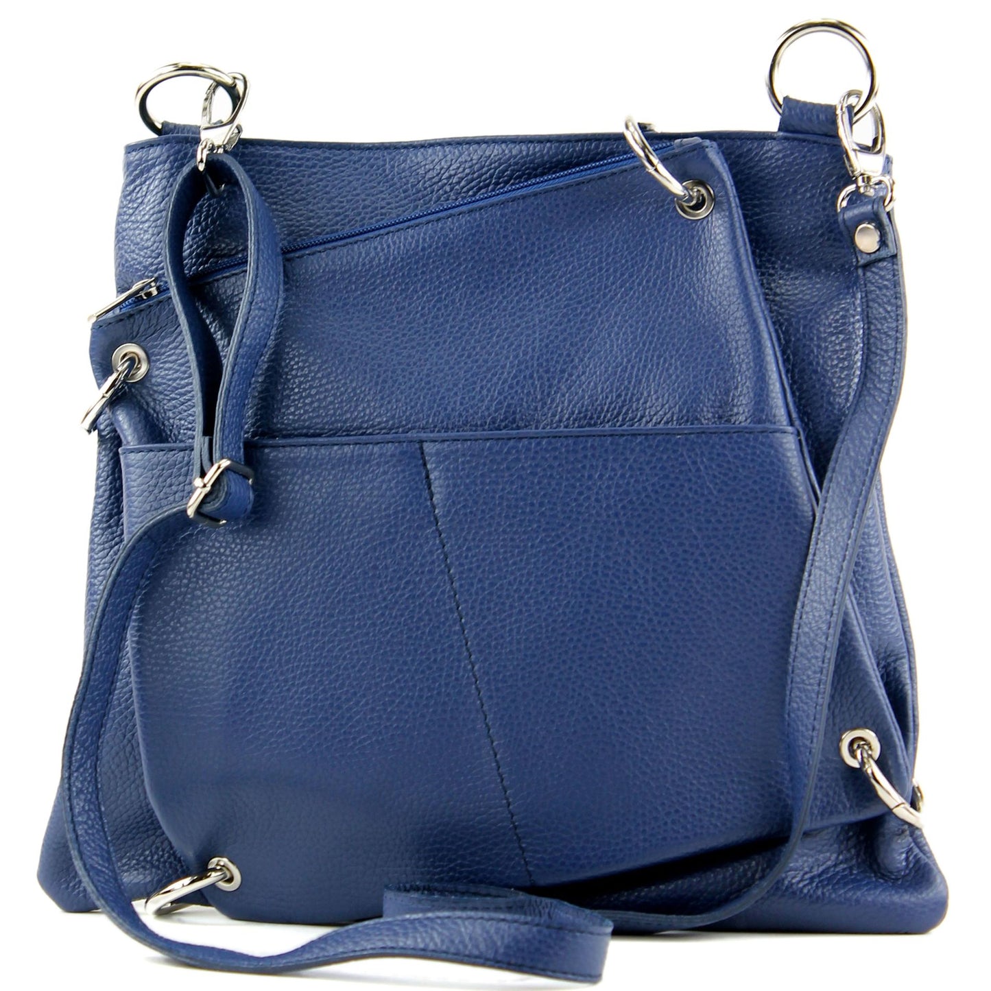 modamoda de - T140 - ital Messengertasche Umhängetasche 2in1 Leder