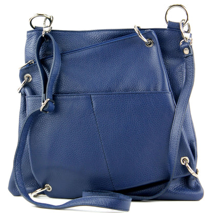 modamoda de - T140 - ital Messengertasche Umhängetasche 2in1 Leder