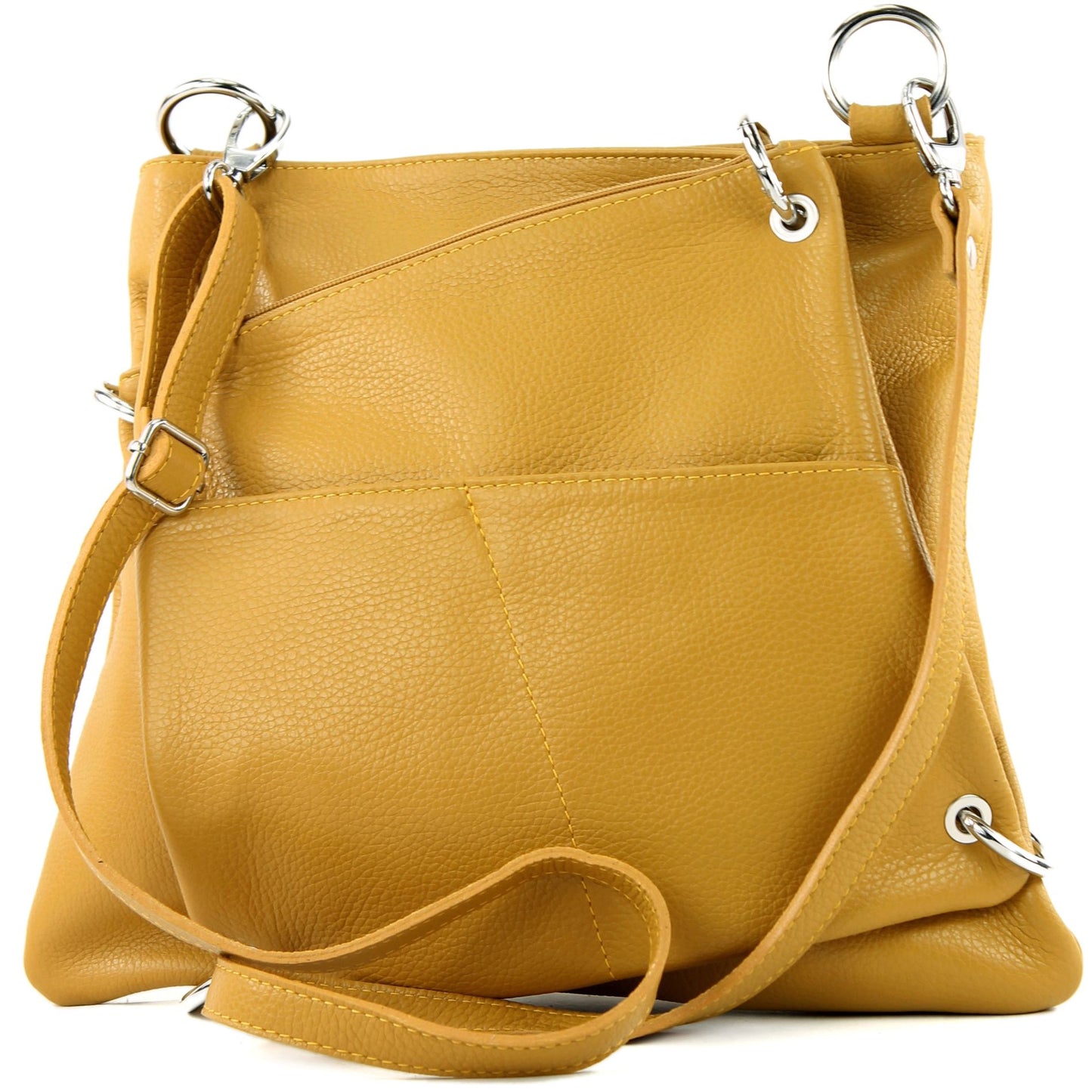 modamoda de - T140 - ital Messengertasche Umhängetasche 2in1 Leder