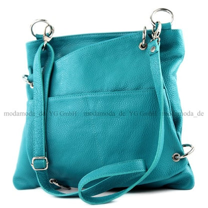 modamoda de - T140 - ital Messengertasche Umhängetasche 2in1 Leder