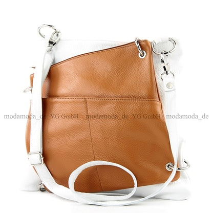 modamoda de - T140 - ital Messengertasche Umhängetasche 2in1 Leder