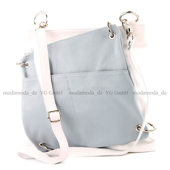 modamoda de - T140 - ital Messengertasche Umhängetasche 2in1 Leder