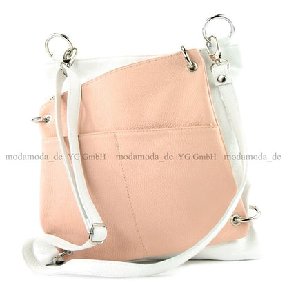 modamoda de - T140 - ital Messengertasche Umhängetasche 2in1 Leder