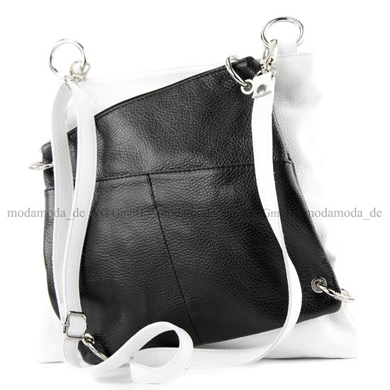 modamoda de - T140 - ital Messengertasche Umhängetasche 2in1 Leder