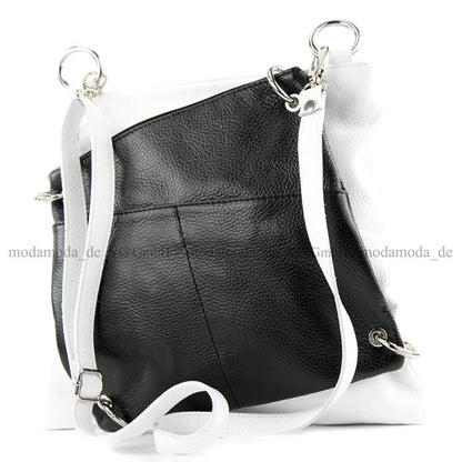 modamoda de - T140 - ital Messengertasche Umhängetasche 2in1 Leder
