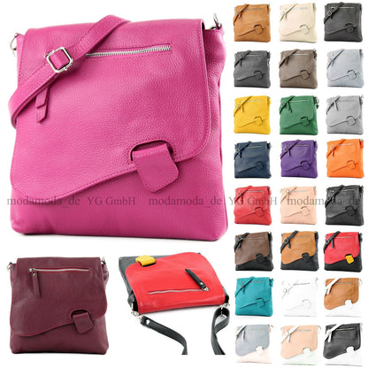 modamoda de - T146 - ital. Umhängetasche Schultertasche aus Leder