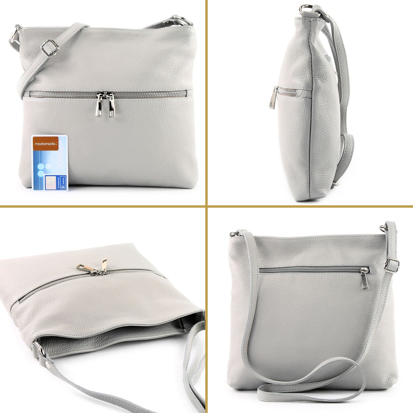 modamoda de T144 Damen Leder Umhängetasche Schultertasche Messenger bag handmade in Italy