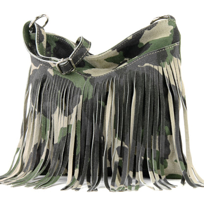 modamoda de -  T145 - ital Schultertasche Fransen Wildleder