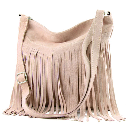 modamoda de -  T145 - ital Schultertasche Fransen Wildleder