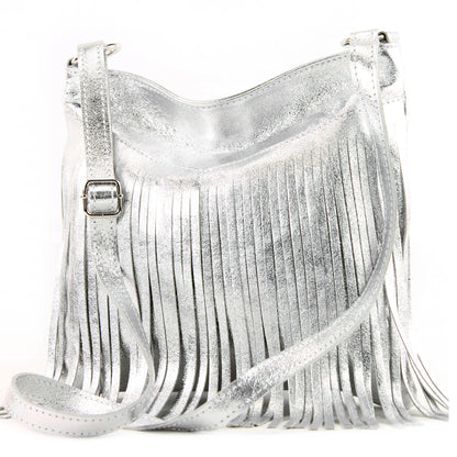 modamoda de -  T145 - ital Schultertasche Fransen Wildleder