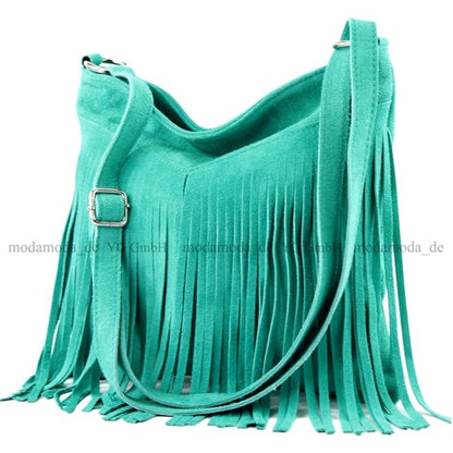 modamoda de -  T145 - ital Schultertasche Fransen Wildleder