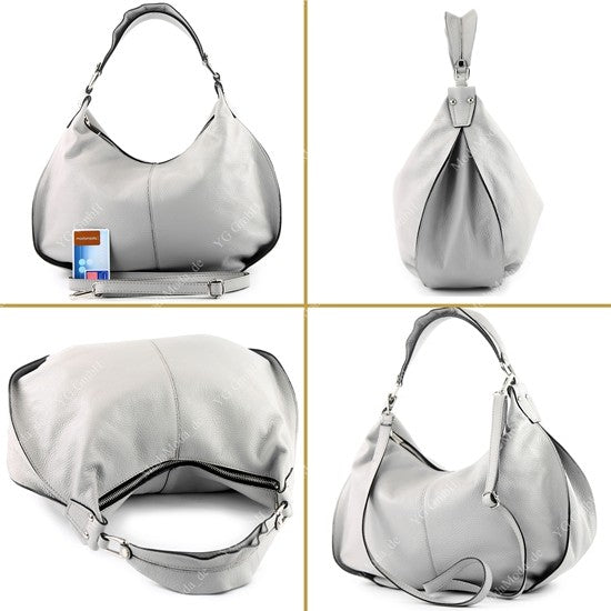 modamoda de - T149 - ital Henkeltasche Schultertasche aus Leder