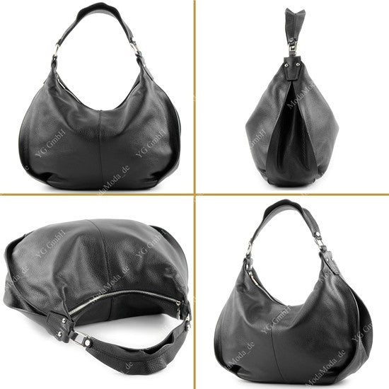 modamoda de - T149 - ital Henkeltasche Schultertasche aus Leder