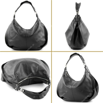 modamoda de - T149 - ital Henkeltasche Schultertasche aus Leder