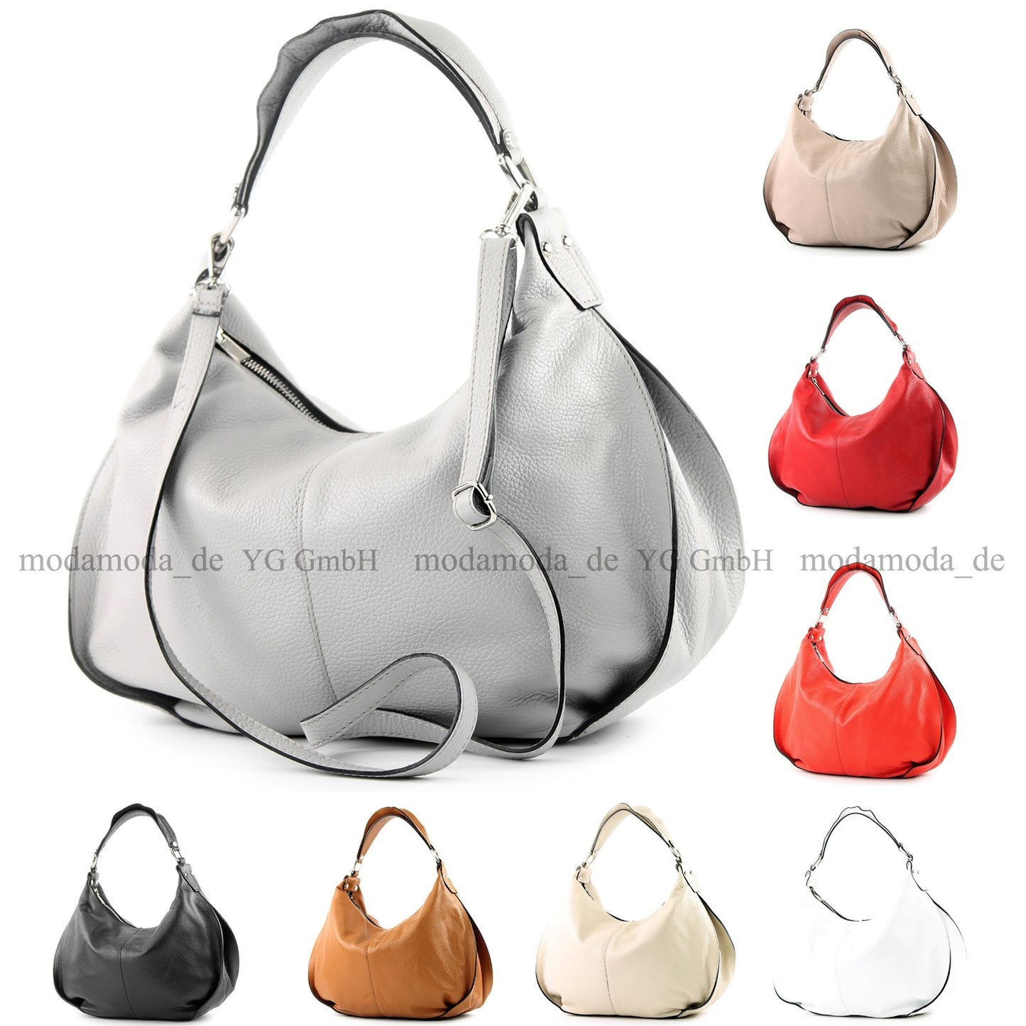 modamoda de - T149 - ital Henkeltasche Schultertasche aus Leder