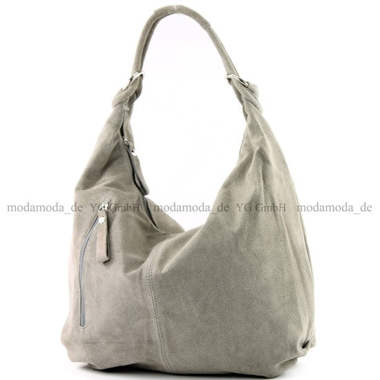 modamoda de - T158 - ital Schultertasche aus Wildleder Leder