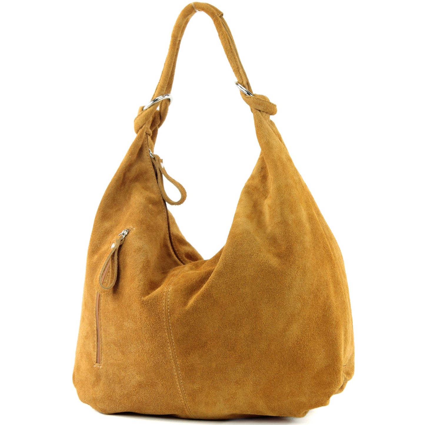 modamoda de - T158 - ital Schultertasche aus Wildleder Leder