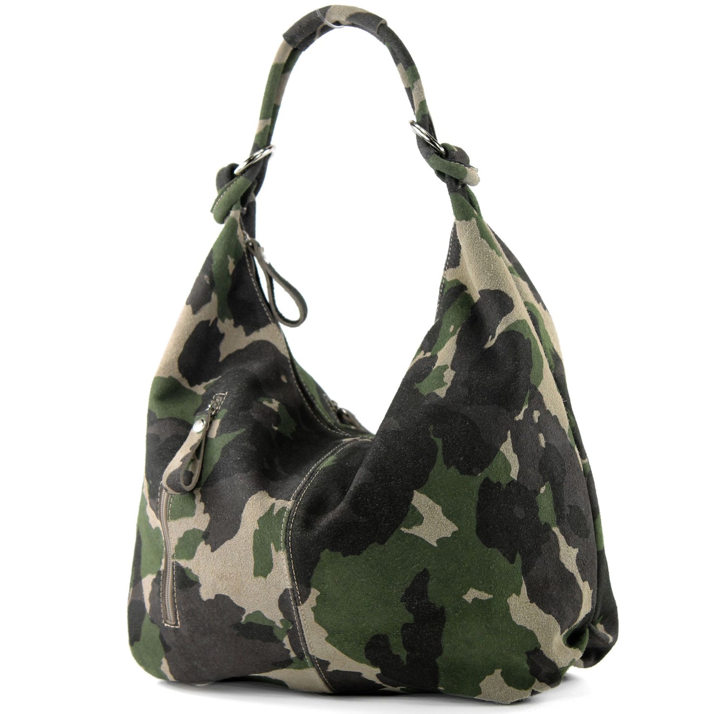 modamoda de - T158 - ital Schultertasche aus Wildleder Leder