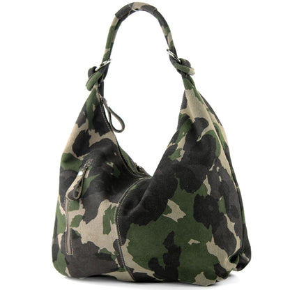 modamoda de - T158 - ital Schultertasche aus Wildleder Leder