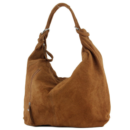 modamoda de - T158 - ital Schultertasche aus Wildleder Leder
