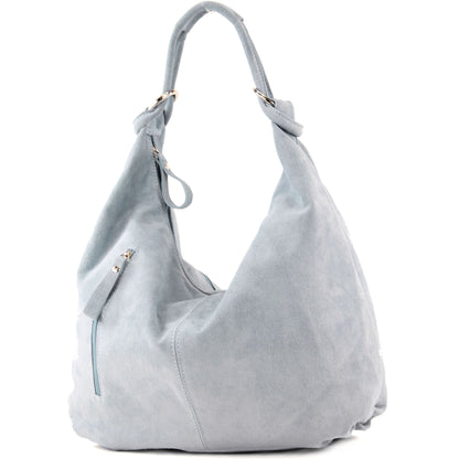 modamoda de - T158 - ital Schultertasche aus Wildleder Leder