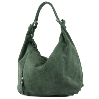 modamoda de - T158 - ital Schultertasche aus Wildleder Leder