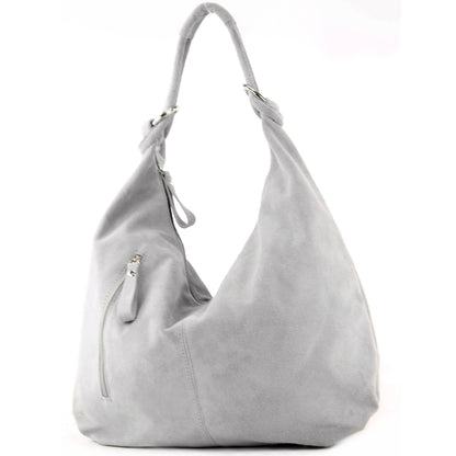 modamoda de - T158 - ital Schultertasche aus Wildleder Leder