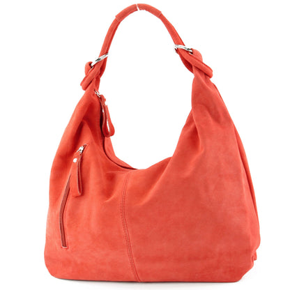 modamoda de - T158 - ital Schultertasche aus Wildleder Leder