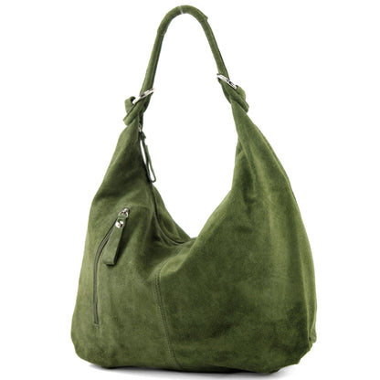modamoda de - T158 - ital Schultertasche aus Wildleder Leder