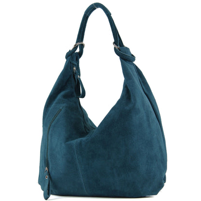 modamoda de - T158 - ital Schultertasche aus Wildleder Leder