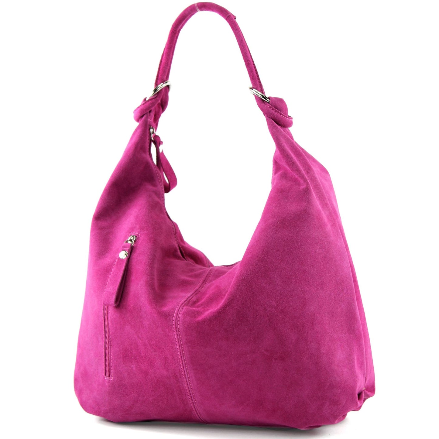 modamoda de - T158 - ital Schultertasche aus Wildleder Leder