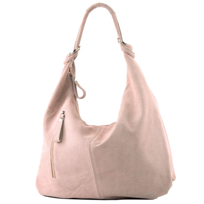 modamoda de - T158 - ital Schultertasche aus Wildleder Leder