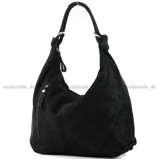 modamoda de - T158 - ital Schultertasche aus Wildleder Leder