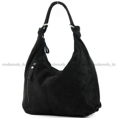 modamoda de - T158 - ital Schultertasche aus Wildleder Leder