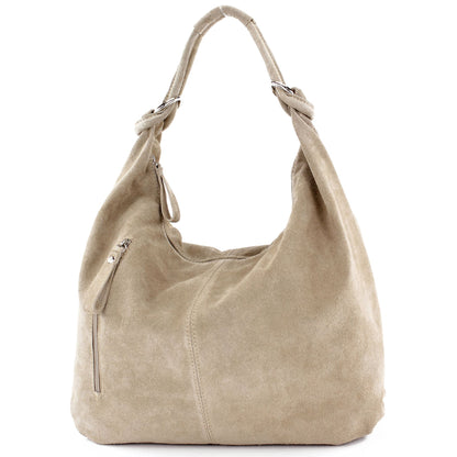 modamoda de - T158 - ital Schultertasche aus Wildleder Leder