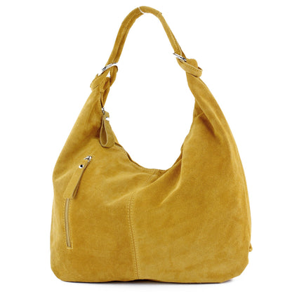 modamoda de - T158 - ital Schultertasche aus Wildleder Leder