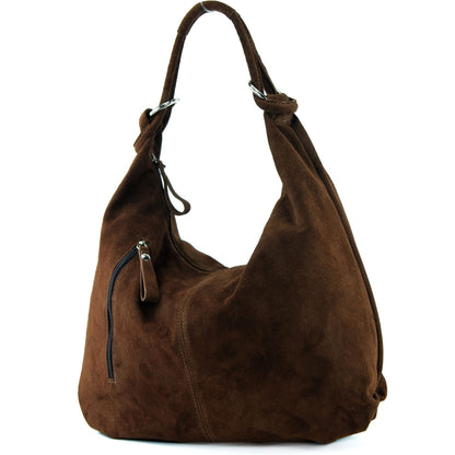 modamoda de - T158 - ital Schultertasche aus Wildleder Leder