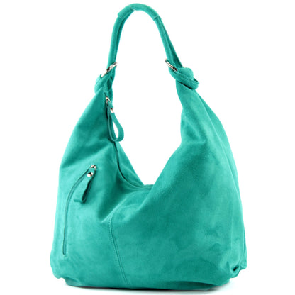 modamoda de - T158 - ital Schultertasche aus Wildleder Leder