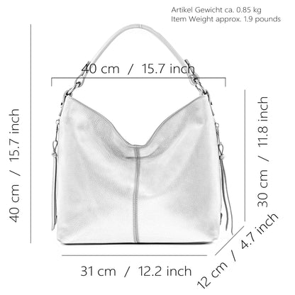 modamoda de T160 Damen Leder Schultertasche Henkeltasche Large handmade in Italy