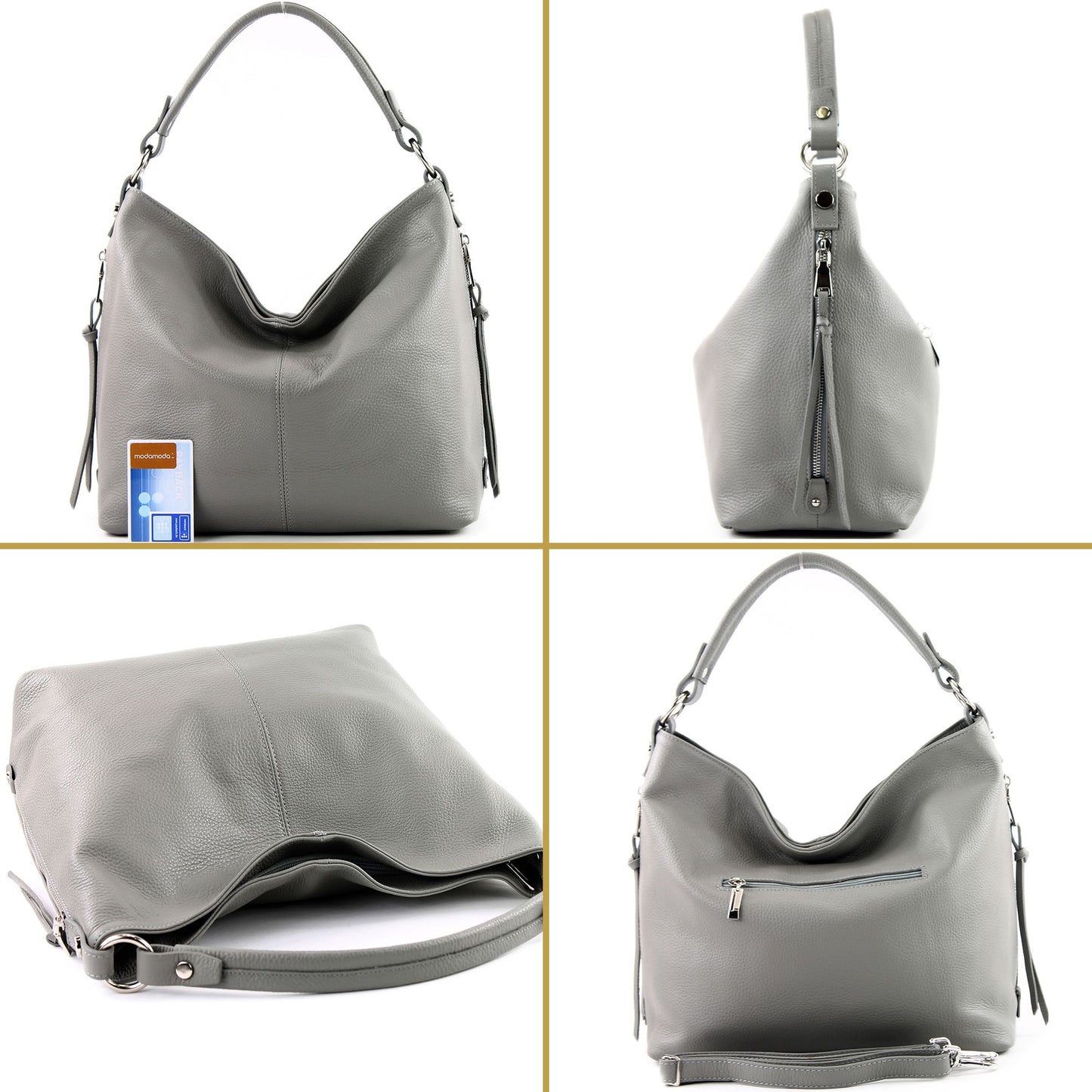 modamoda de T160 Damen Leder Schultertasche Henkeltasche Large handmade in Italy